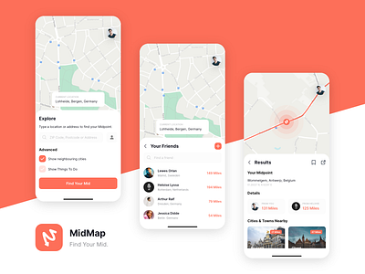 MidMap - Side Project adobexd app bright design map maps mobile navigate ui uiux ux