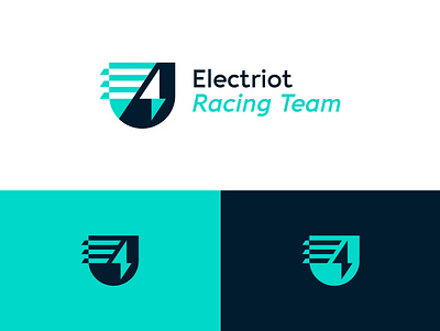 E-racing team logo bolt brand identity branding car cars dynamic electric emblem emblem logo lighting logo logo design racing racing team shield shield logo team visual identity