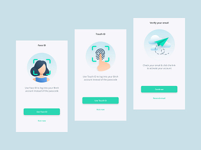 Sign up process - UI illustrations app app design design face id icon icon design icon set iconography icons illustration mobile mobile app mobile app design mobile ui touch id ui ui design ui icons ui interface ux