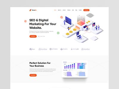 Growbe Seo & Marketing Landing Page app app design best shot business clean design graphic design illustration illustrator landingpage typography ui ux web website