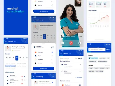 Medical Consultation UI KIT Concept Design app app design clean consultation daily ui e commerce figmadesign freebie freebies medical minimal mobile ui ui kit ux