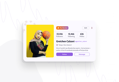 Polly - Social Media Profile Card (Light Mode) card design cards ui light mode productdesign profile page social media social media design social networking app theinfinitecanvas