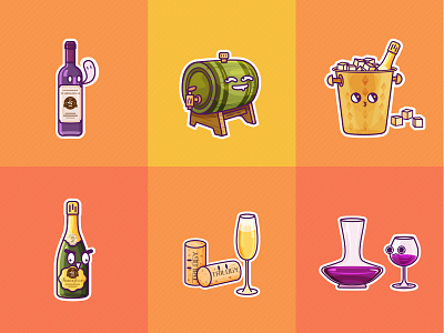 Illustration of personification wine set bottle flat illustration outline wine
