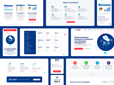 TeamDesk blue dashboard home interface mobile responsive software ui web web design website