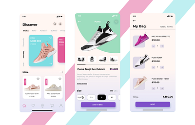 Sneakers Ecommerce App app app design design ecommerce ecommerce app ecommerce design minimal mobile mobile design mobile ui typography ui