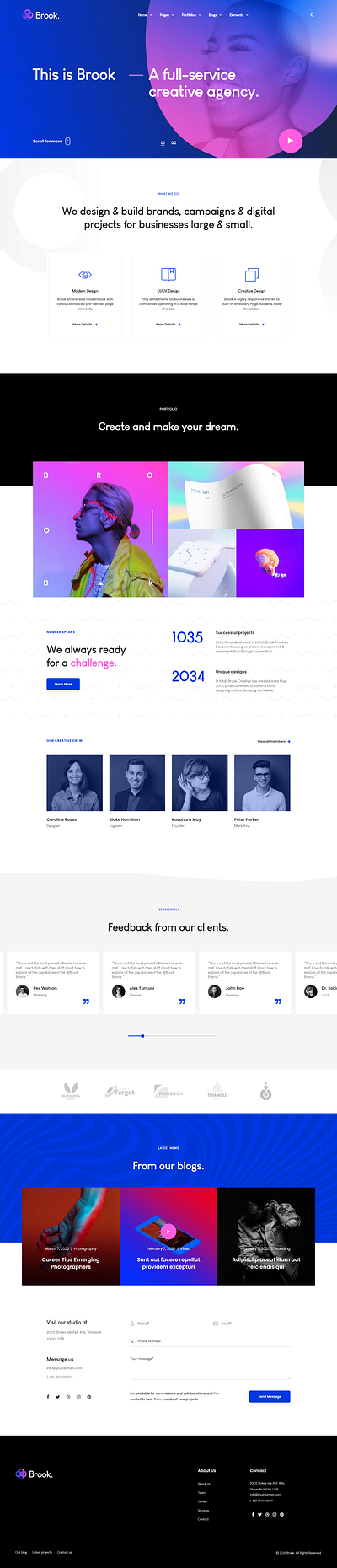 Brook React JS Creative Multipurpose Template agency architecture clean creative design studio freelancer marketing minimal onepage react portfolio react react js react portfolio reactjs startup