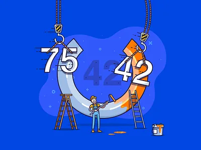 Website authority ahrefs authority bucket construction dashboard element graphic illustration increase interface ladder man outline paint painter progression seo ui website working