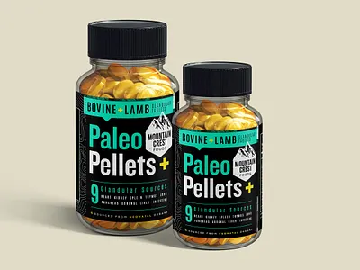 PaleoPellets+ Label Design beef bottle bovine food health keto label meat mountain nutrients packaging paleo supplements vegan vegetarian