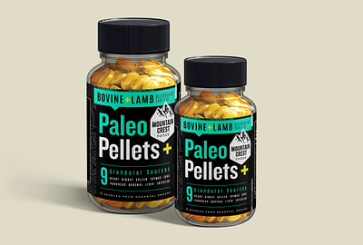 PaleoPellets+ Label Design beef bottle bovine food health keto label meat mountain nutrients packaging paleo supplements vegan vegetarian