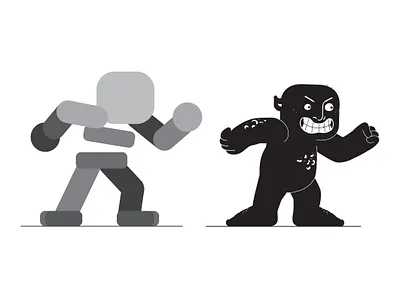 Monster-Angry pose black and white character character animation character design design illustration illustrator monster vector vector illustration