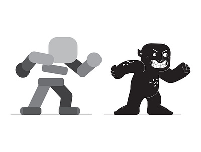 Monster-Angry pose black and white character character animation character design design illustration illustrator monster vector vector illustration