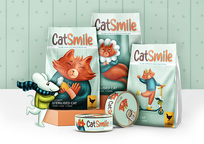 Packaging for a line of cat food character character development character illustration characterdesign children illustration childrens illustration design digital illustration illustraion kids illustration package package design packaging packaging design product