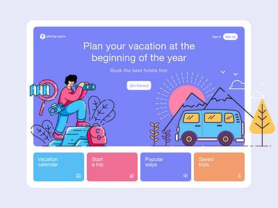 Vacation Plan app clean illustraion illustrator landing page landing page design layout minimal planner planner template travel travel app travell trending uiux vacation vacation rental vecations website