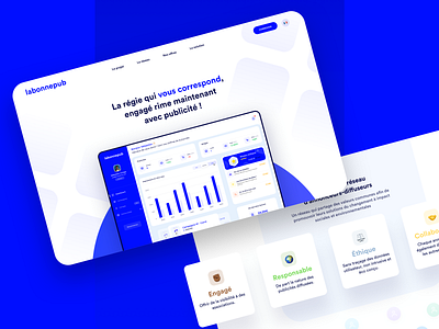 UI Web | Labonnepub 🤝 ads blue card cards clean dashboard ethics homepage labonnepub landing page scrolling ui ui design uiux ux webdesign