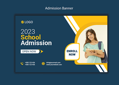 Admission School Banner a4 flyer admission open admissions banner ad banner design bifold brochure branding brochure design business illustration logo ui