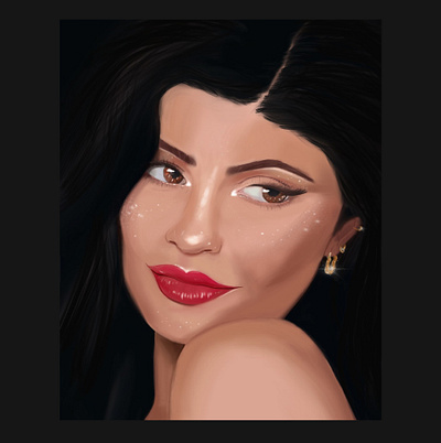 Kylie Jenner beauty drawing dribble earrings girl girl illustration glitters gold illustrator kyliejenner makeup procreate sketch