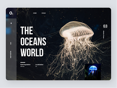 Ocean World Landing Page design icon logo minimal typography ui ux web website