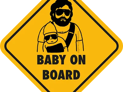 Baby on Board (Carlos from the Hangover) baby baby on board hangover illustration lineart movie