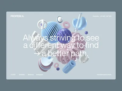 Say hello to Properly! 3d 3d animation c4d clean colorful landingpage light madebyproperly motion pastel properly studio rly shaders shapes ui uiux website