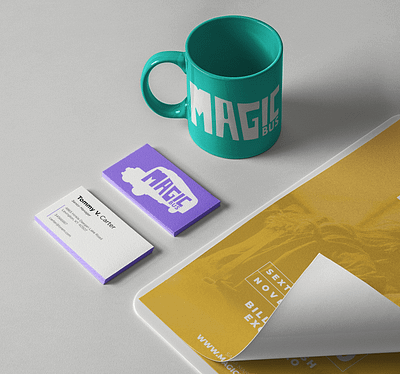 MAGIC BUS BRANDING branding businesscard colors logo transport typography