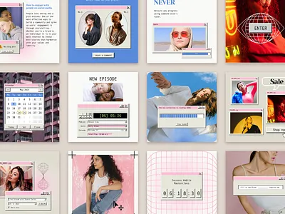 Retro Social Media Template art direction brand identity branddesign branding graphicdesign instagram post instagram stories instagram template loading bar nostalgia old computer old school old style podcast quote design retro retro design social media design windows 95 windows 98