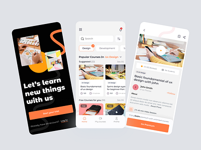 Course App course app e learning education learning mobile app student teaching tutor ui ux