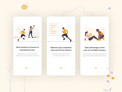 Workout from home - mobile app adobexd app begin design figma fitness app get started illustration mobile mobile app running training ui ux workout yellow