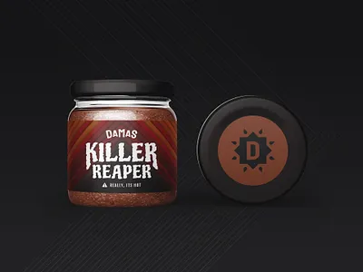 Damas Salsas Killer Reaper Jar brand branding design damas damas salsas hot jar jar mockup killer reaper mexican mexican food mockup packagedesign packaging packagingdesign pepper product design reaper salsa salsas san antonio