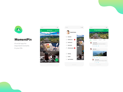 MomentPin App app clean design family mobile mobile app mobile design mobile ui moments social media ui ux