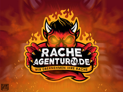 Logo RacheAgentur24.de alemania behance characterdesign design devil evanscrea evil evil eye fire illustration logo design logotoons red revenge satan vector