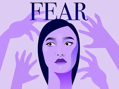 Emotions. Fear blue design digital emotion face fear feeling graphic graphicdesign illustration portrait ui vector violet website woman