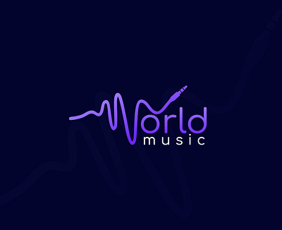 World Music branding colors flat icon logo logo design logodesigner minimal minimalistlogo music music logo music player purple color vector world logo