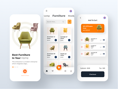 Furniture Ecommerce App app app design branding furniture app furniture store home furniture ios app design minimal mobile design mobile ui office furniture online store uidesign user interface