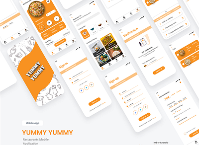 Restaurant Mobile App (Android and IOS) adobexd background branding colorful illustrator orange restaurant ui unique ux yellow