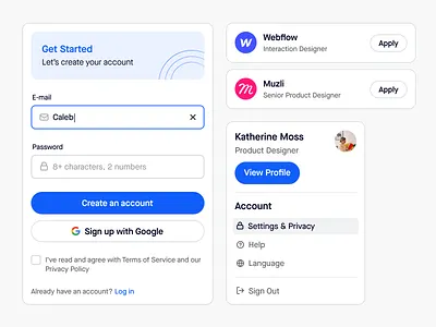 UI Components / 01 card cards ui component dailyui design design system form job job search search sign in sign in form signup styleguide ui ui components ui library ux web webdesign