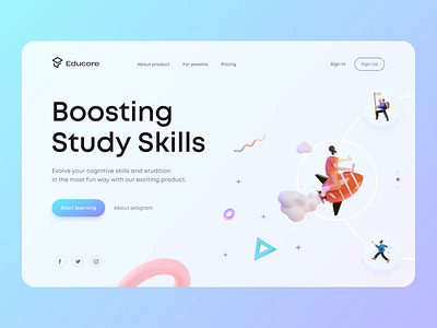 Educational Web App animation clean interface landing layout typography ui ux web