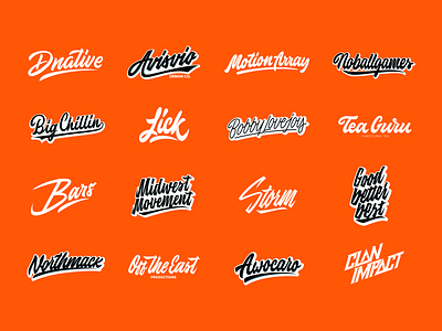 Lettering Logotypes Collection Vol.4 branding calligraphy clothing design fashion font free hand lettering identity lettering logo logotype mark packaging script sketches streetwear type typo typography