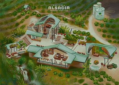 Hacienda Alsacia for Starbucks art coffee costarica design farm graphic illustration isometric isometric illustration map ui