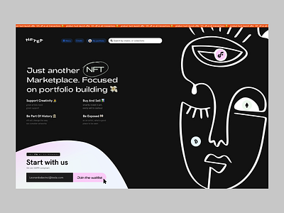 NFT Marketplace - Hero section bitcoin blockchain blockchain cryptocurrency branding concept crypto dashboard deploy app ethereum fintech flow hero section illustration landing page nft