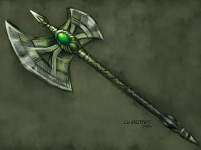 Fantasy Axe/Emerald WIP 2d game art axe concept art fantasy fantasy art ipad sketch weapon