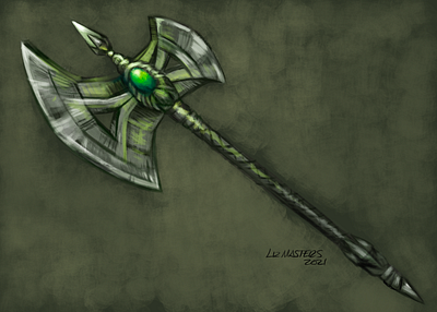 Fantasy Axe/Emerald WIP 2d game art axe concept art fantasy fantasy art ipad sketch weapon