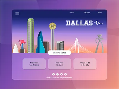 A vegetarian living in Dallas TX city design dribbble dribbbleweeklywarmup flat illustration gradient illustration illustrator landing landing page landmark tourism ui vector web website weekly challenge weekly warm up weeklywarmup