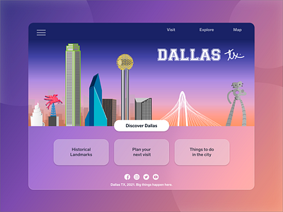 A vegetarian living in Dallas TX city design dribbble dribbbleweeklywarmup flat illustration gradient illustration illustrator landing landing page landmark tourism ui vector web website weekly challenge weekly warm up weeklywarmup