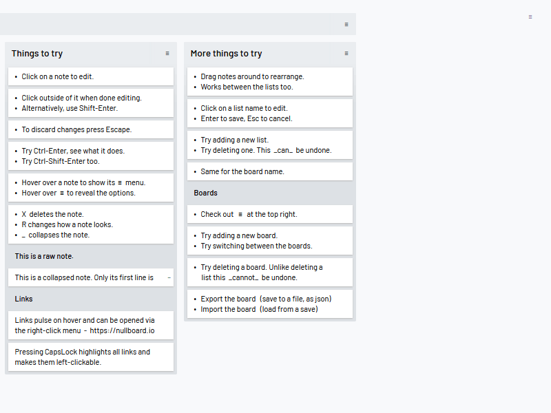 Nullboard / UI preferences nullboard