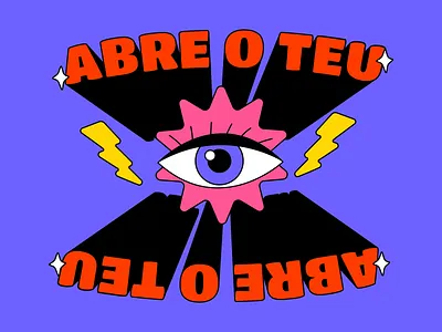 Lettering: Open your eyes art blue eye graphic design illustrator lettering lettering art orange outline poster art sanserif sign sparkle sparkles splash symbol thunder typeface typogaphy vector