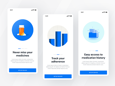 Pill Dispenser app Onboarding screens dispenser medicines onboarding pill