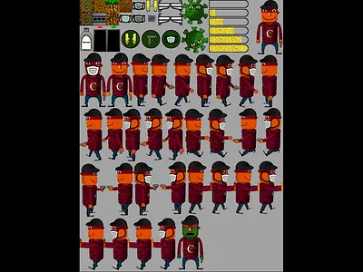Corona Hero game - (Almost) All sprites 2d art game art gimp pixel pixel art sprite sprites