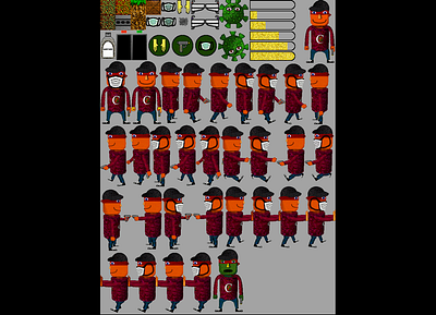 Corona Hero game - (Almost) All sprites 2d art game art gimp pixel pixel art sprite sprites