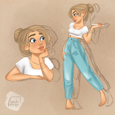 Girl art artist branding design illustraion illustration minimal photoshop procreate sketch
