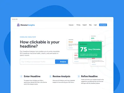 Headline Analyzer Landing analyze cards landing page landing page design web design